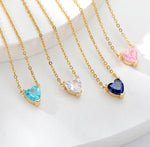 Cyan Kristal Ketting - Goud