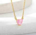 Roze Kristal Ketting - Goud