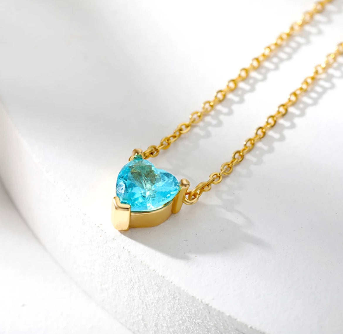 Cyan Kristal Ketting - Goud