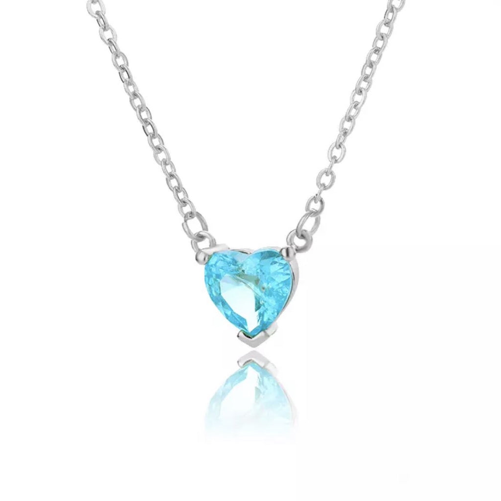 Cyan Kristal Ketting - Zilver