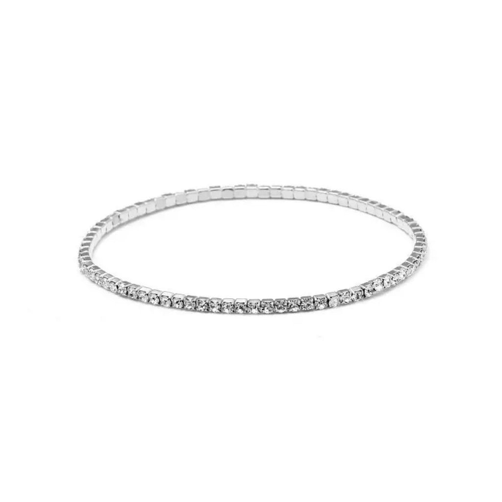 Elastieke Kristal Armband - Zilver