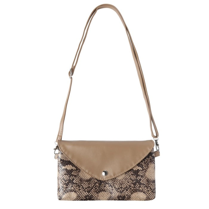 Slangen Print Tas - Beige