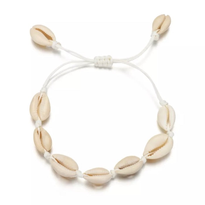 Cowrie Schelpen Armband - Wit