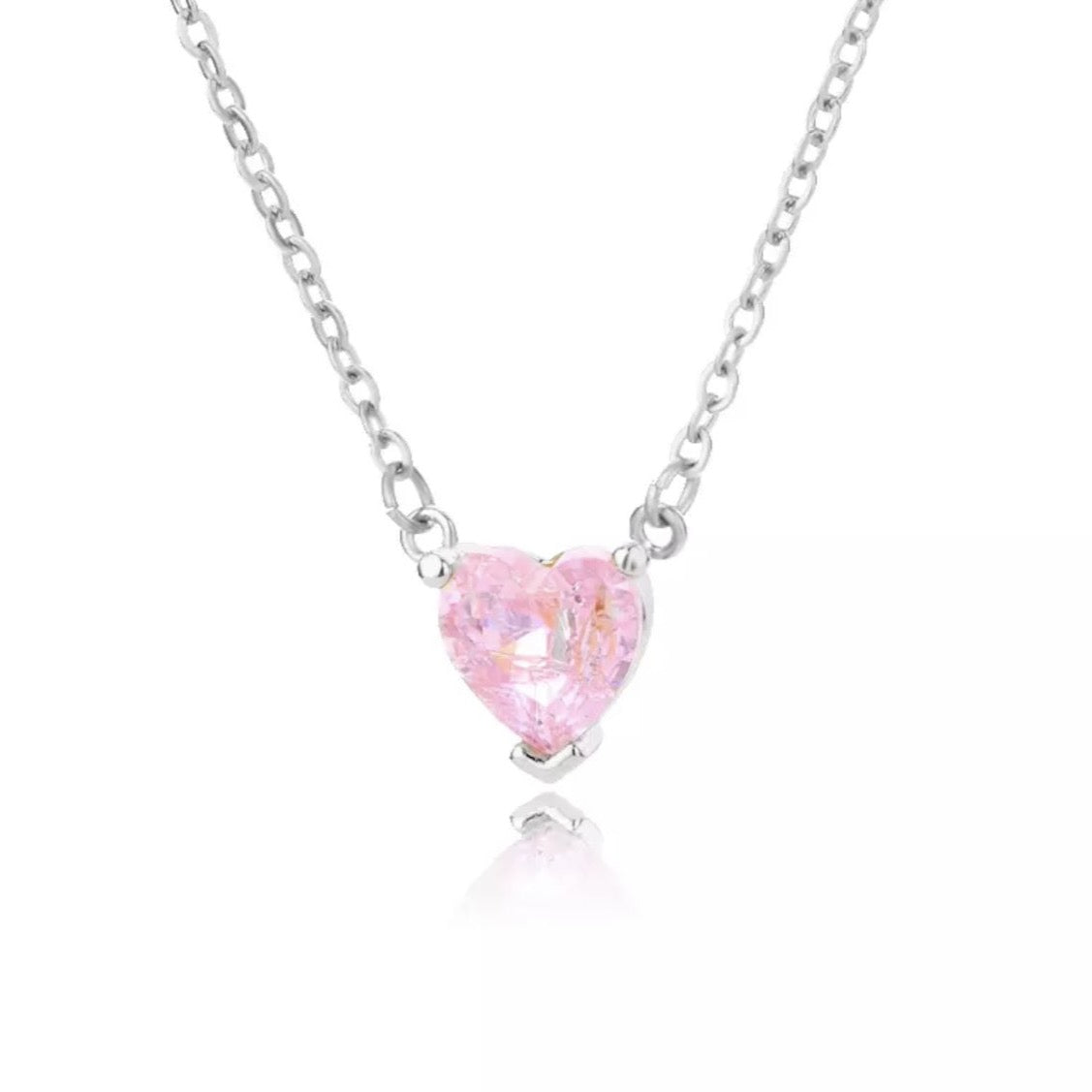 Roze Kristal Ketting - Zilver