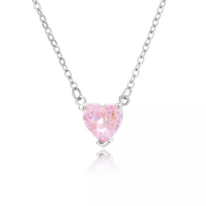 Roze Kristal Ketting - Zilver