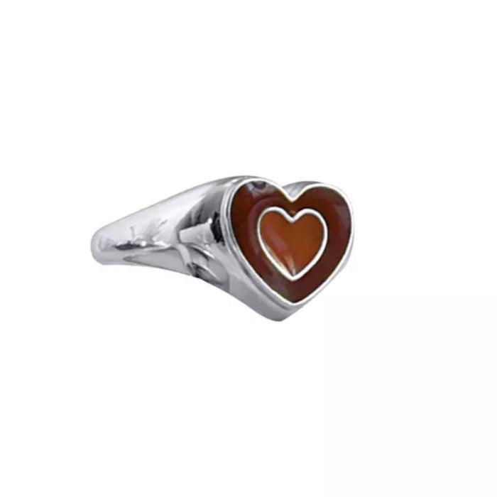 Bruin Hart Ring - Zilver