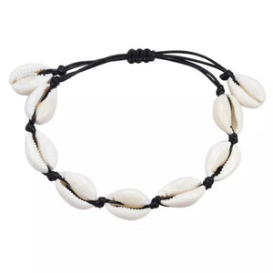 Cowrie Schelpen Armband - Zwart