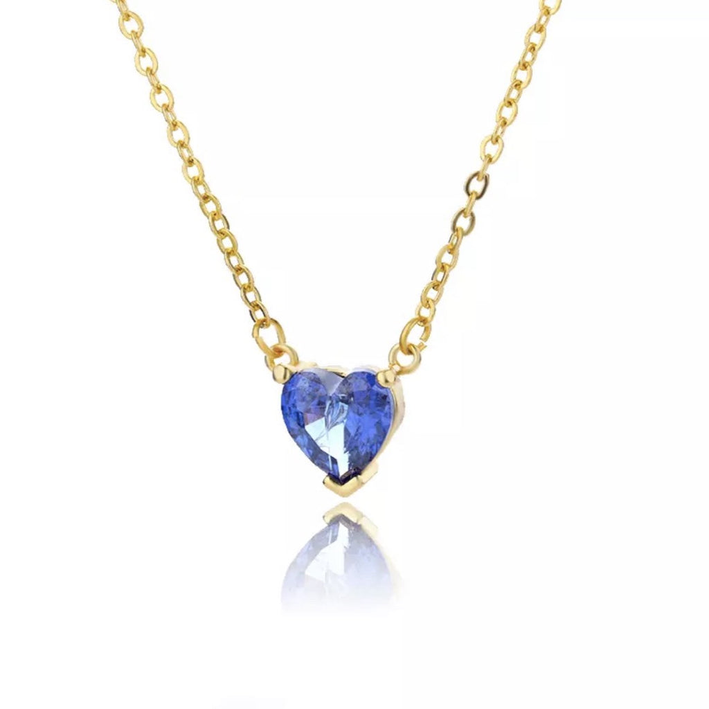 Blauwe Kristal Ketting - Goud