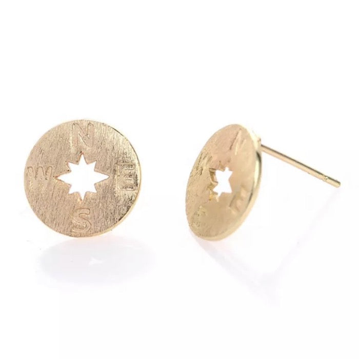 Kompas Stud Oorbellen - Goud