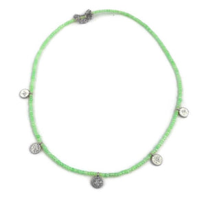 Groene Kralen Ketting - Zilver