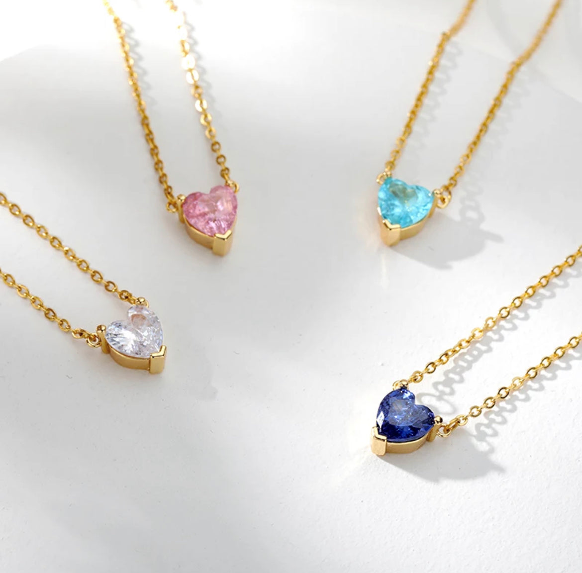Blauwe Kristal Ketting - Goud