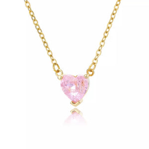 Roze Kristal Ketting - Goud