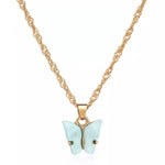 Blauwe Vlinder Ketting - Goud