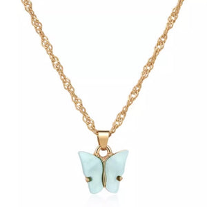 Blauwe Vlinder Ketting - Goud