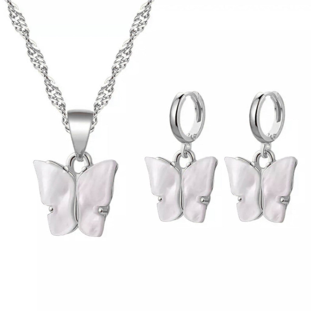 Witte Vlinder Set - Zilver