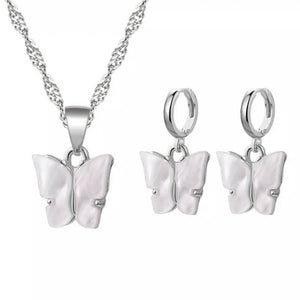 Witte Vlinder Set - Zilver