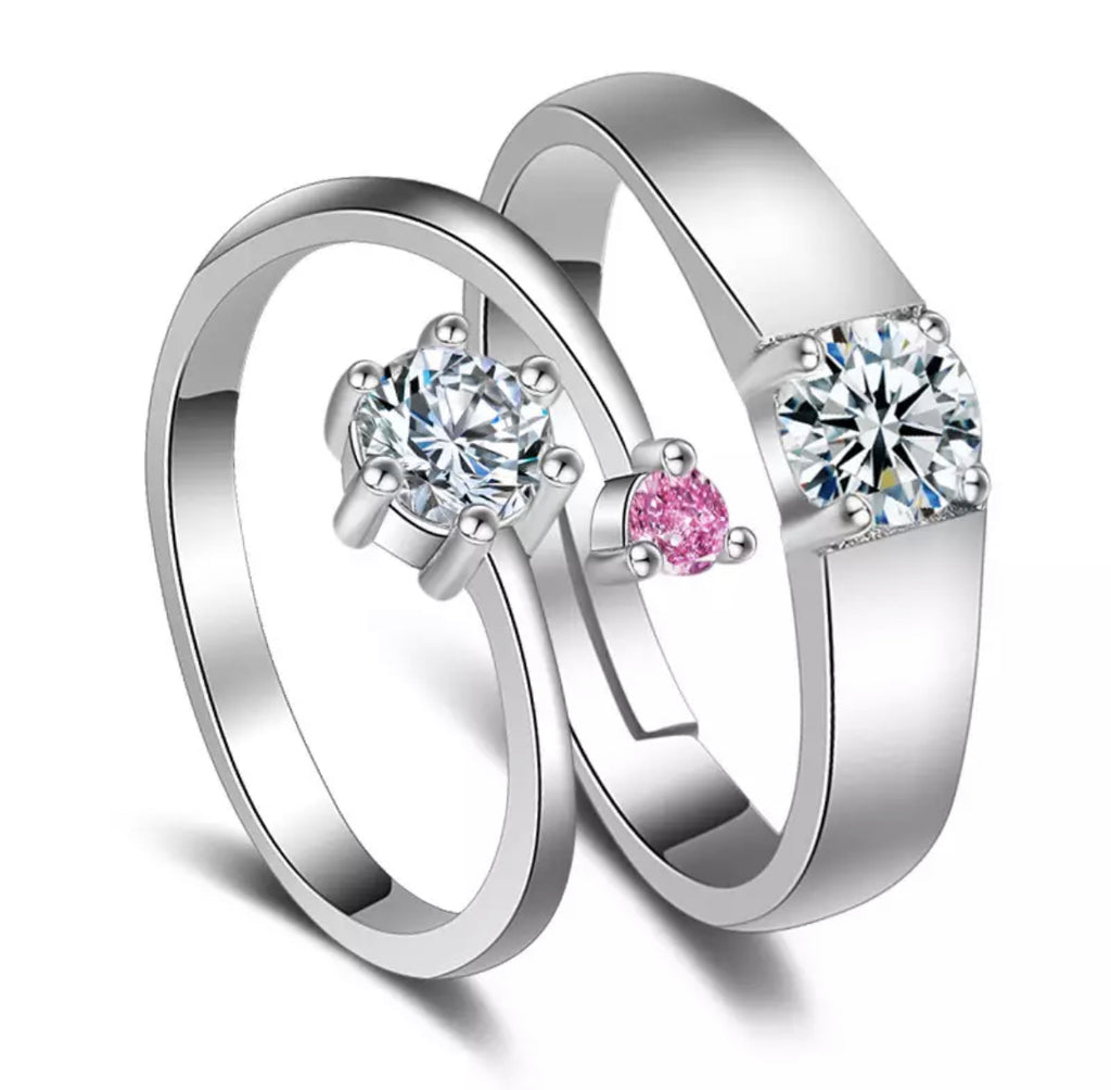 Klassiek Roze Ring Set - Zilver