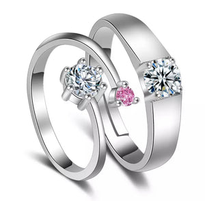 Klassiek Roze Ring Set - Zilver