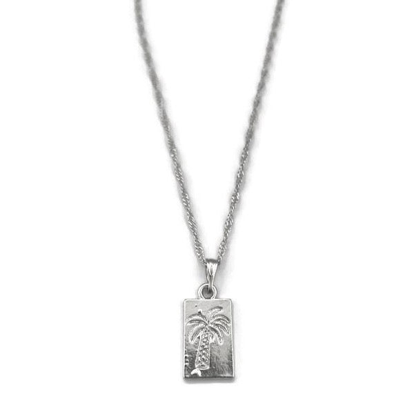 Palm Plaat Ketting - Zilver