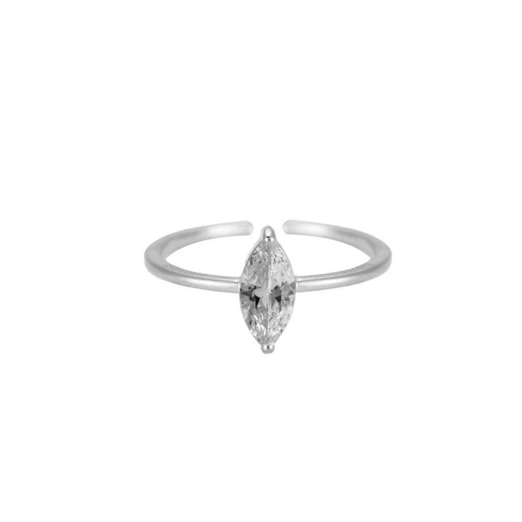 Oval Stone Ring - Zilver