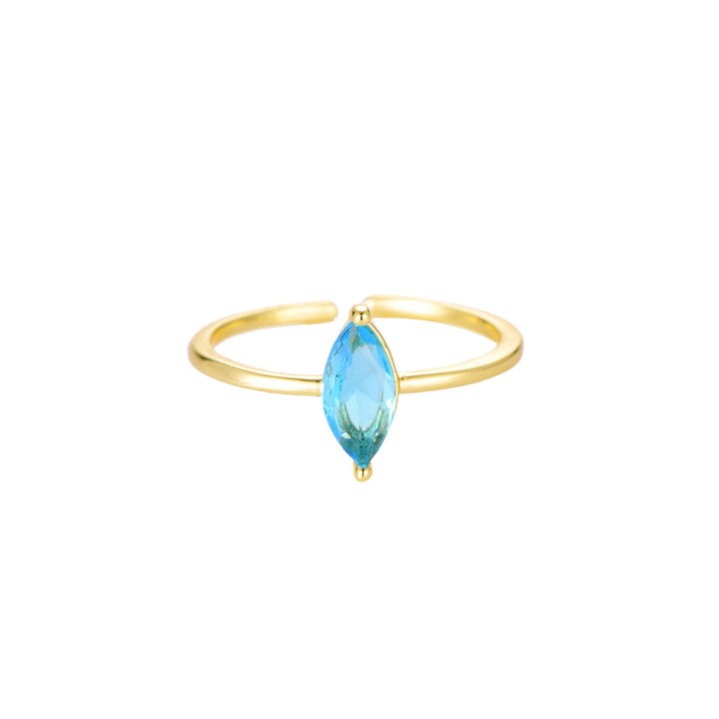 Blauwe Oval Stone Ring - Goud