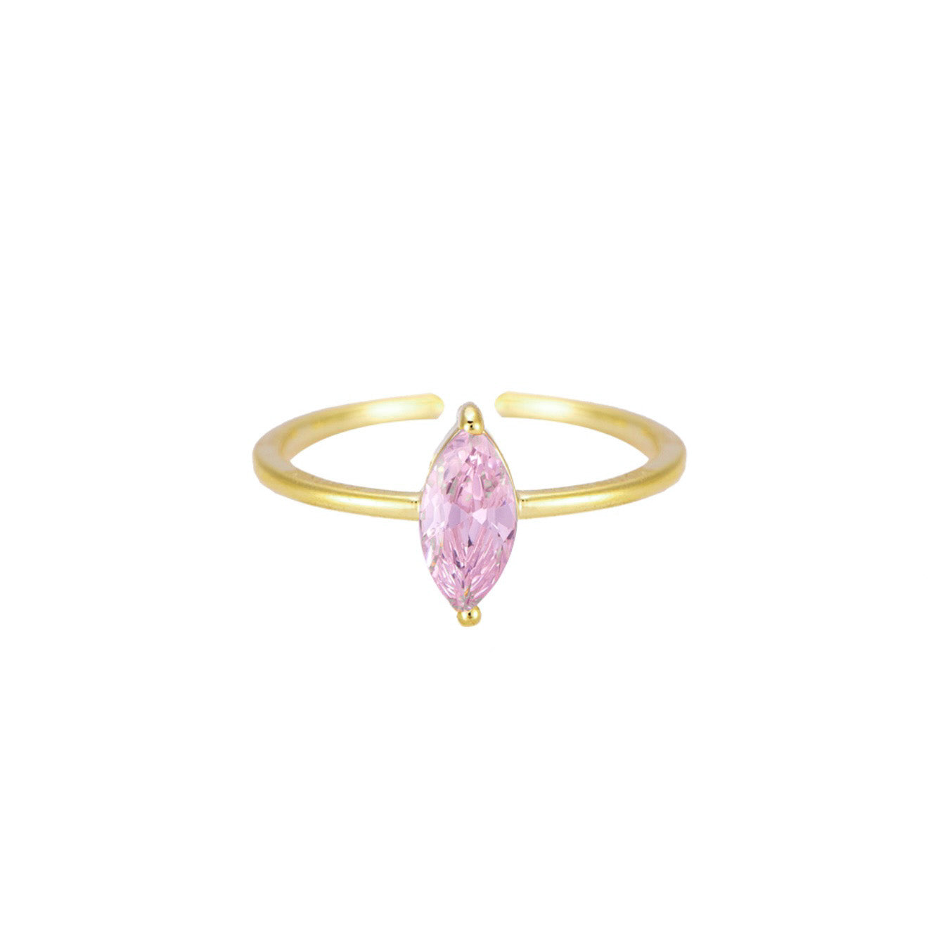 Roze Oval Stone Ring - Goud