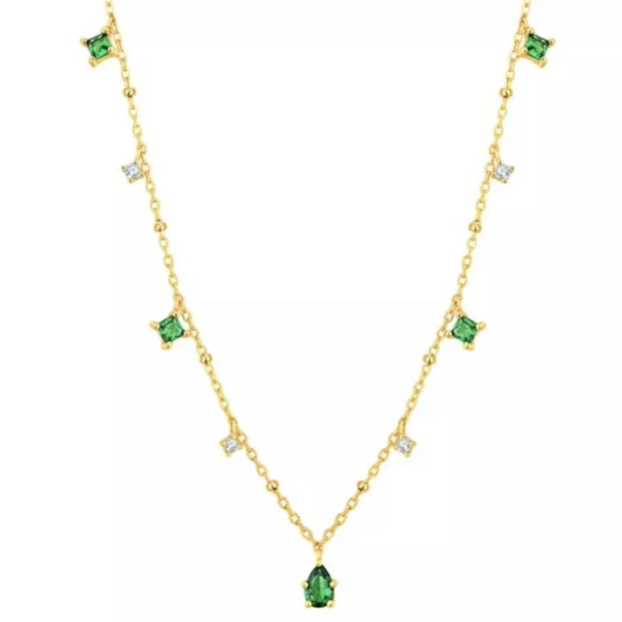 Groene Diamant Ketting - Goud