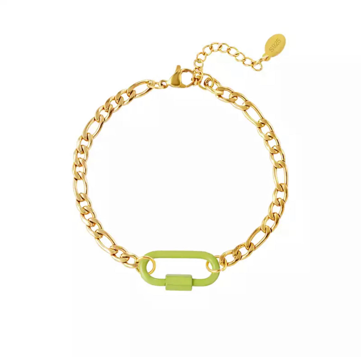 green clip bracelet gold