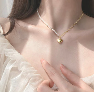 Half Parel Half Chain Ketting - Goud